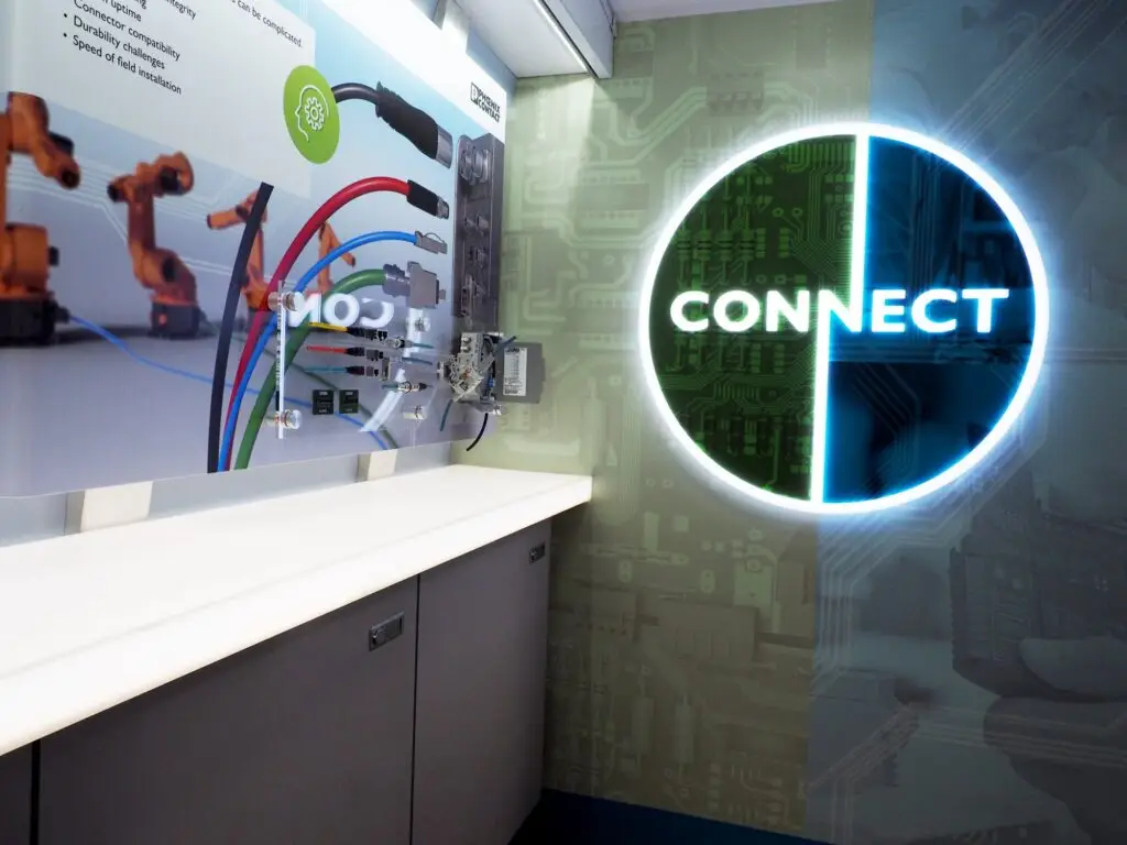 Phoenix Contact Mobile Showroom Refurbishment Exhibit Studios mobile marketing vehicle interior