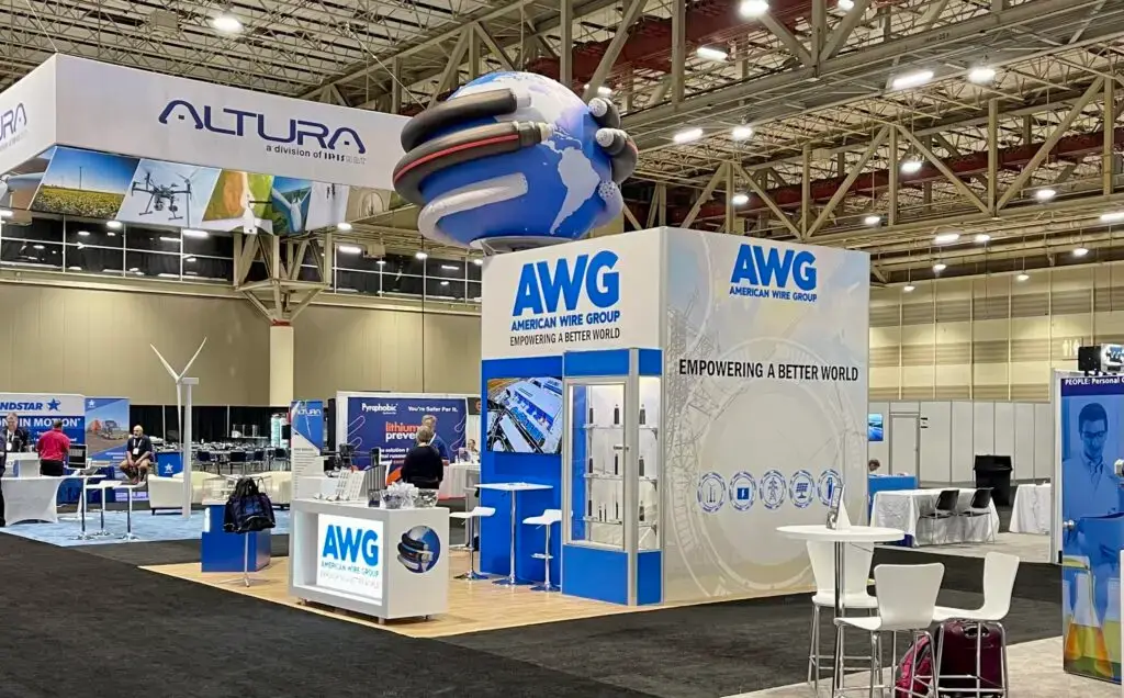 Empowering Brands to Shine: Exhibit Studios' Collaboration with American Wire Group Exhibit Studios Custom Booth Services Exhibit Studios AWG Full Render