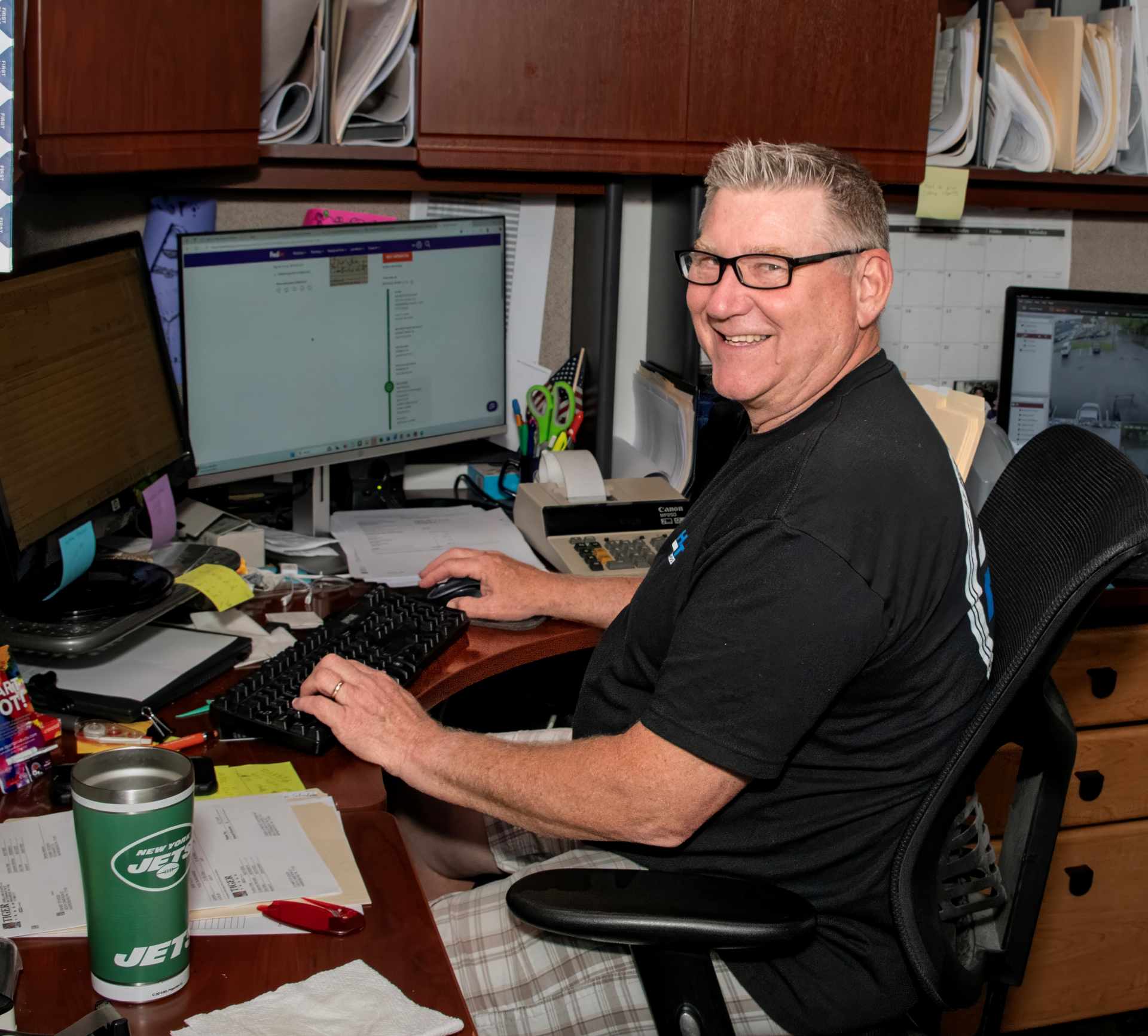 employee working on a computer at their desk