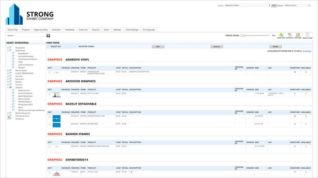 Exhibitforce inventory management system