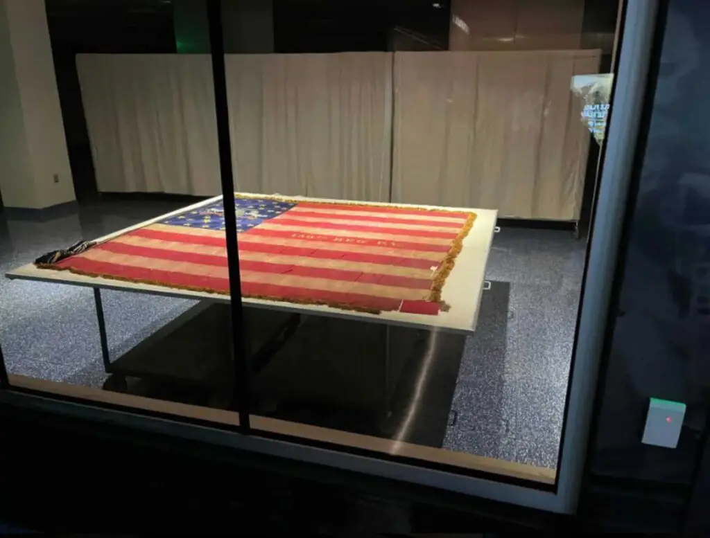 American flag artifact example in a case