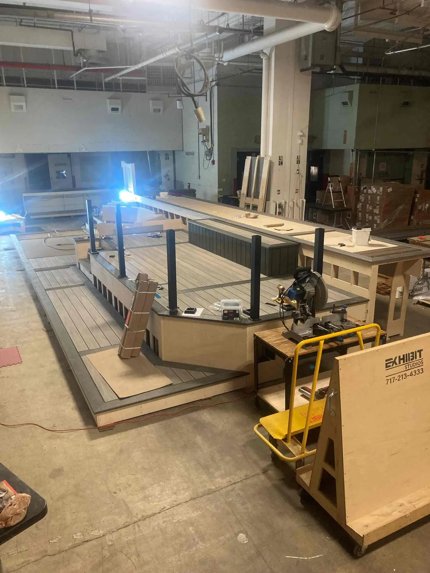 in progress woodshop project at Exhibit Studios for a client's trade show