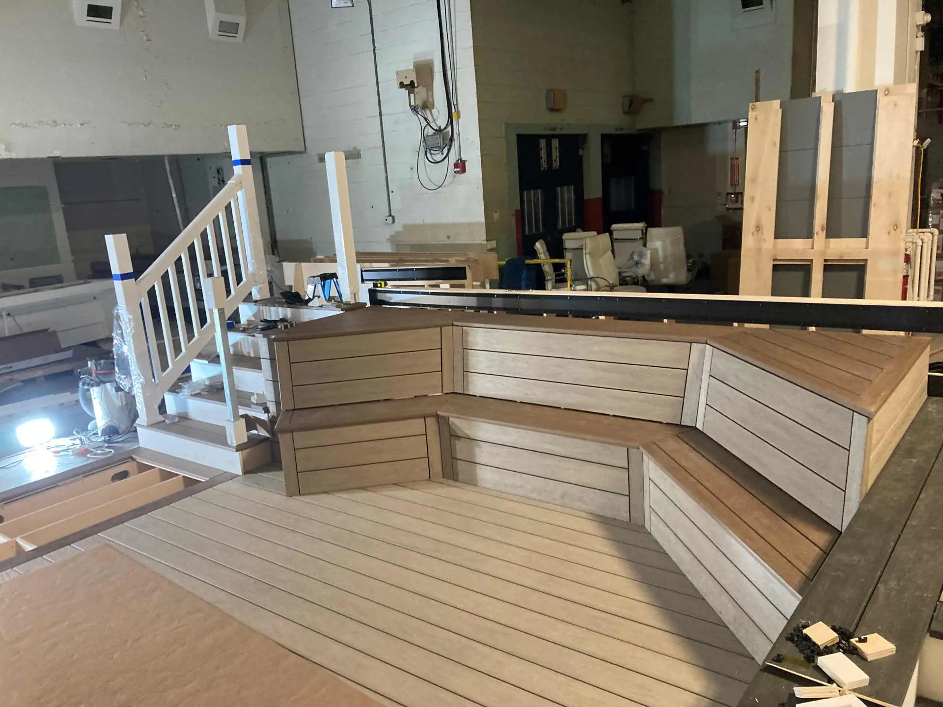 in progress woodshop project at Exhibit Studios for a client's trade show