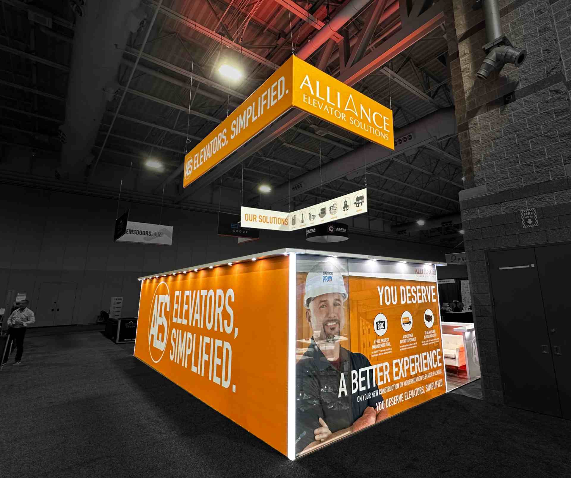 trade show graphics for Alliance Elevator Solutions by Exhibit Studios