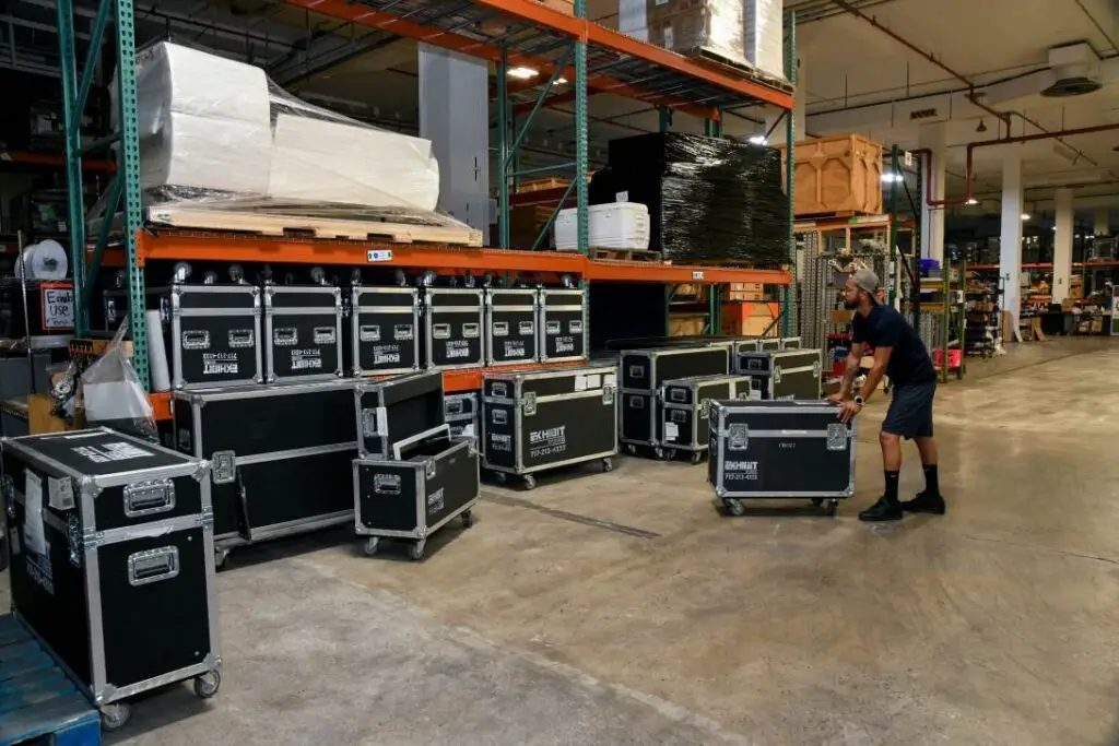 trade show storage at Exhibit Studios warehouse