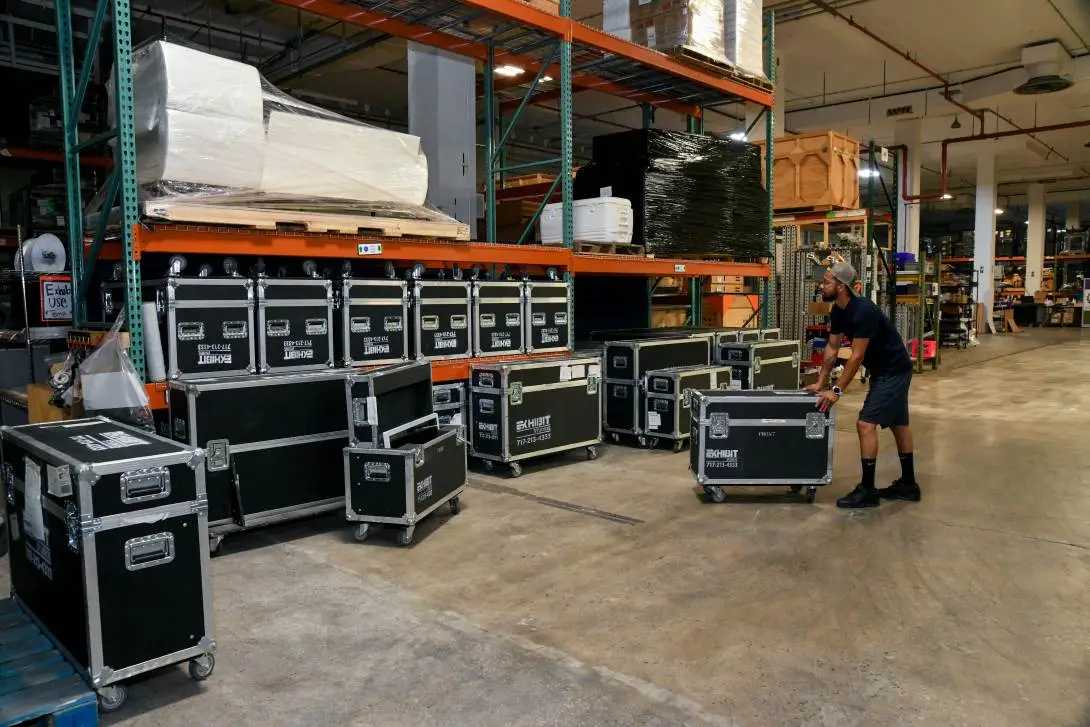 trade show storage at Exhibit Studios warehouse